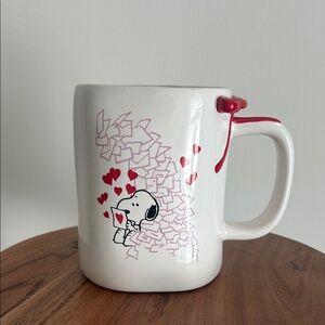 Rae Dunn White be mine Mug with Snoopy and Red Hearts love letters